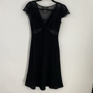 Jones New York Midi Silk Dress Size 4P Black Dark Romantic Whimsigoth Witchy 740